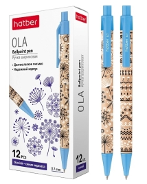 Ручка шариковая автоматическая " Hatber " Ola синяя 0,7мм, чернила на масляной основе, непрозрачный 