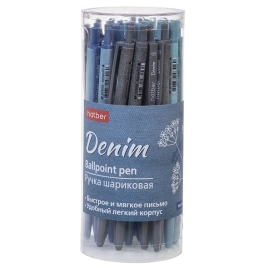 Ручка шариковая автоматическая " Hatber " Denim синяя 0,7мм, чернила на масляной основе, цветной пла