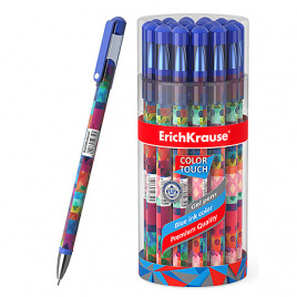 Ручка гелевая " Erich Krause " ColorTouch Patchworks синяя 0,38мм, игольчатый пишущий узел, цветной 