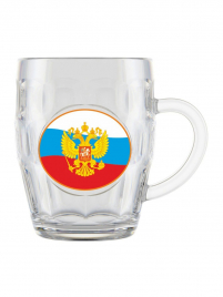 Кружка для пива 500 мл. арт.1002/1-Д (Герб на флаге) Подарочн.упа-вка