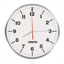 Часы настенные Centek СТ-7100 белые+хром, 30 см диам., квар.механизм