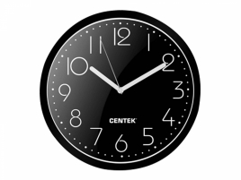 Часы настенные Centek СТ-7105 <Black> (черный) 23 см диам., круг, шаговый ход, кварцевый механизм