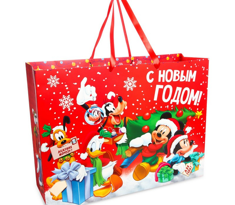 Пакет подарочный ламинированный XL «С Новым Годом!», Микки Маус и его друзья, 61 х 46 х 20 см фото 1