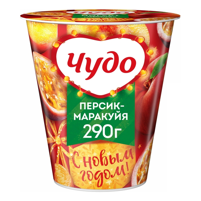 Йогурт ЧУДО персик-маракуйя 2,5% 290 г фото 1