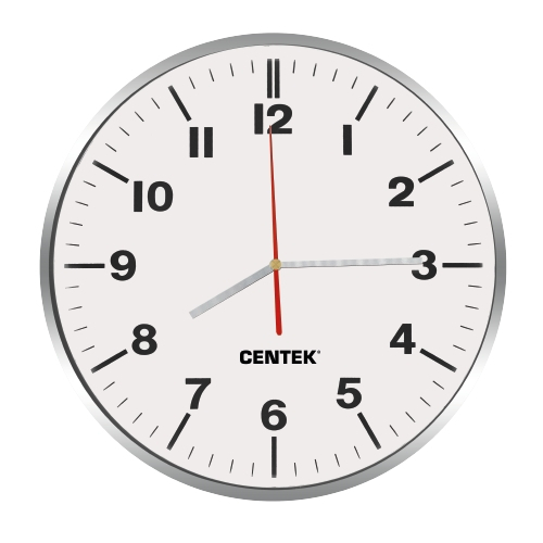 Часы настенные Centek СТ-7100 белые+хром, 30 см диам., квар.механизм фото 1