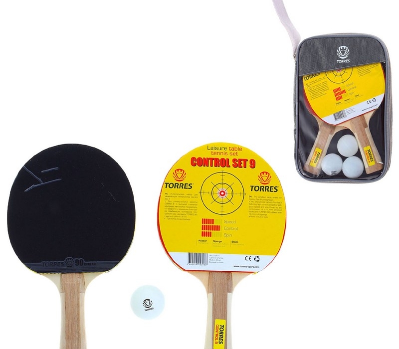 Набор для настольного тенниса TORRES Control 9, арт.TT0011, 2 ракетки и 3 мяча, наклад. 1,8 мм, кони фото 1