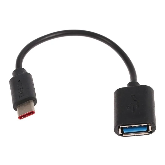 Кабель LuazON, Type-C - OTG USB, 1 А, 15 см, чёрный 2985073 фото 1