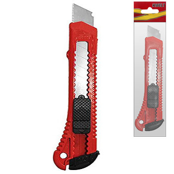 Нож канцелярский " KWELT " 18мм красный, индивидуальная упаковка, европодвес фото 1