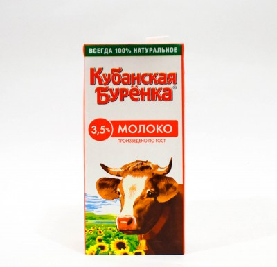 Молоко КУБАНСКАЯ БУРЕНКА 3,5% 950 г (12 шт/уп) фото 1