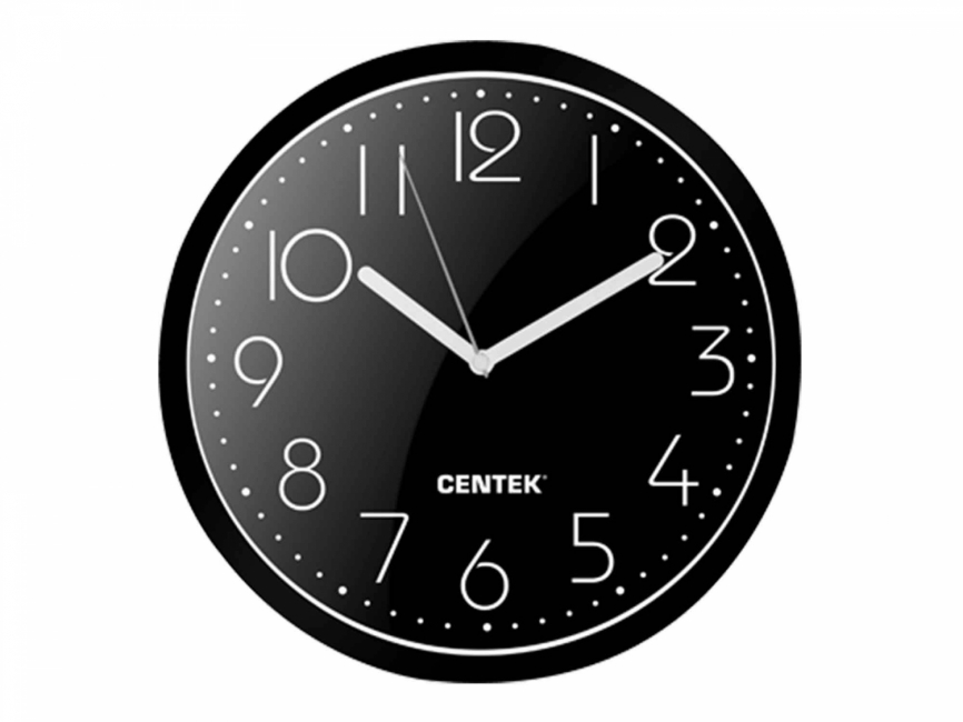 Часы настенные Centek СТ-7105 <Black> (черный) 23 см диам., круг, шаговый ход, кварцевый механизм фото 1