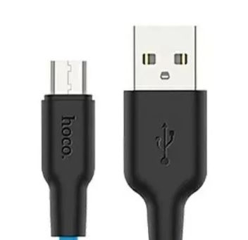 Кабель HOCO X86 USB - Micro 1.0m.2.4A.силикон цвет: черный фото 1