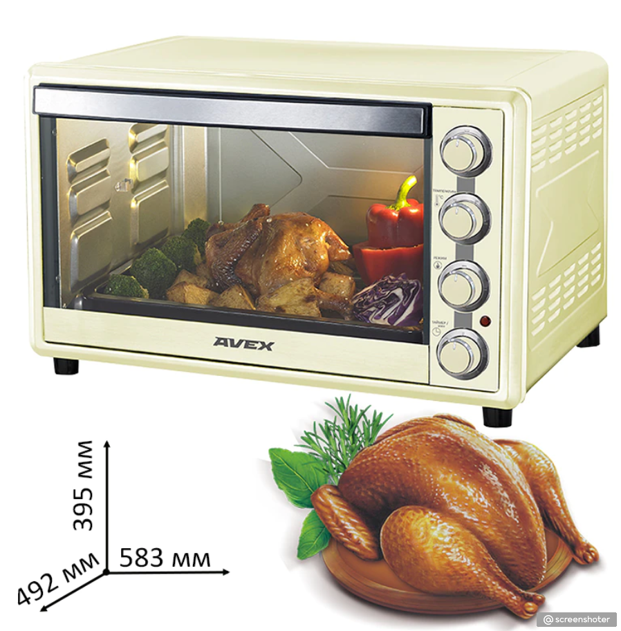 Духовка AVEX TR 600 YCL 60л. :: МИКРОВОЛНОВКИ/ДУХОВКИ :: БЫТОВАЯ ТЕХНИКА