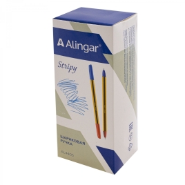 Ручка шариковая Alingar "Stripy", 0,7 мм, двусторонняя (синяя, красная), игольчатый наконечник, шест
