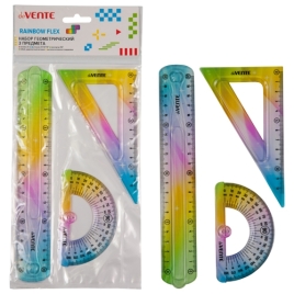 Транспортир " deVente " Rainbow Flex, гибкий 180* пластиковый, полупрозрачный радужный, пакет, европ