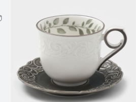 Чайная пара WY Floral Laceware, 2 предмета: чашка 300 мл, блюдце d=15 см, фарфор, белая, серая