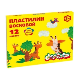 Пластилин восковой Каляка-Маляка 12 цв. 180 г со стеком 3+