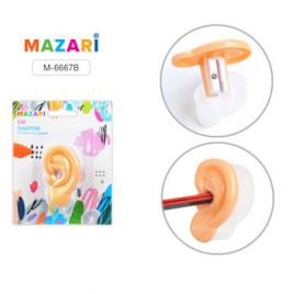 Точилка " Mazari " Ear 1 отверстие с контейнером, картонный блистер, европодвес