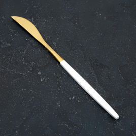 Нож столовый 22 см Magistro "Блинк" цвет золото, белая ручка, на подвесе   6988621