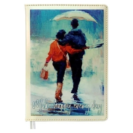 Ежедневник недатированный А5 145*205мм искусственная кожа " deVente " 160л Couple with umbrella перл