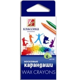 Мелки восковые " Луч " Классика  6цв, круглые с заточкой, в картонной коробке с европодвесом