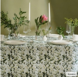 Скатерть «Доляна» Apple flowers, 146×250 см, 100% хлопок, рогожка 164 г/м²