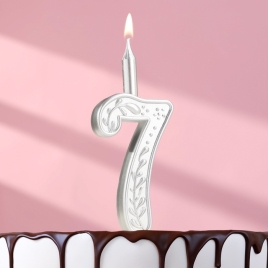 Свеча для торта "Серебряный узор", цифра "7"   10603305