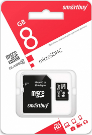 Карта памяти Smartbuy [microSDHC Class 10 , 8Gb, 25Mb/s. адаптер] 1108280
