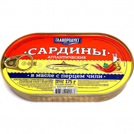 Сардина ГЛАВПРОДУКТ с перцом чили ж/б 175 г 