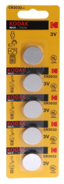 Батарейка литиевая Kodak, CR2032-5BL, 3В, 1 шт. 9336781