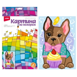 Картина по номерам " Lori " 20*28,5см Модный щеночек, состав набора: основа на картоне с контуром, к