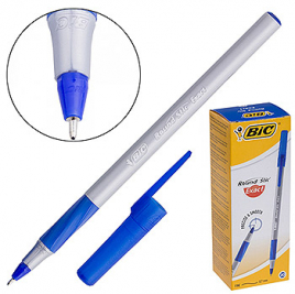 Ручка шариковая " BiC " Round Stic Exact синяя 0,7мм, резиновый держатель, игольчатый пишущий узел, 