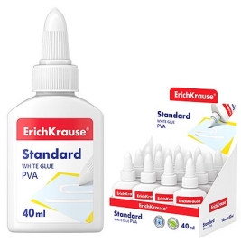 Клей ПВА " Erich Krause " Standard 40мл, пластиковый аппликатор, морозоустойчивый