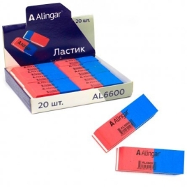 Ластик Alingar, синтетический каучук, прямоугольный, скошенный, сине-красный, 50*20*8 мм, картонная 