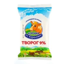 Творог КОРОВКА из КОРЕНОВКИ пакет 9% 180 г