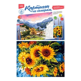 Картина по номерам " Lori " 28,5*38см Подсолнухи, состав набора: основа на картоне с контуром, краск