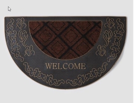 Коврик придверный полукруглый Доляна «Welcome», 44×74 см, узорный