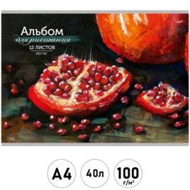 Альбом А4 40л " Проф-Пресс " Гранатовый натюрморт, склейка, обложка- мелованный картон, блок- офсет 