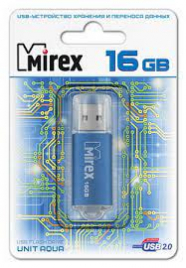 Флеш-диск " Mirex " 16GB Unit голубой USB 2.0