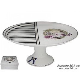 304-078 Тортовница на ножке 30,5см. PARIS в под.уп.(х6)Фарфор