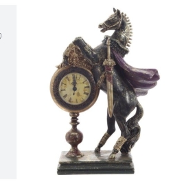 825409 Фигурка декоративная "Лошадь" с часами D7см, (AAx1 н/п), L24 W9,5 H34,5 см