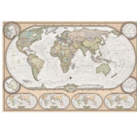 Карта настенная " Геоцентр " Мира Политический Ретро 120*80см, масштаб 1:35млн, антибликовая ламинац