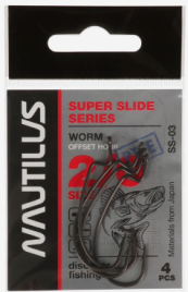 Крючок офсетный Nautilus Offset Super Slide Series Worm SS-03PTFE, № 2/0, 4 шт. 9805097