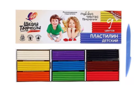Пластилин " Луч " Школа творчества  9цв 180г картонная упаковка