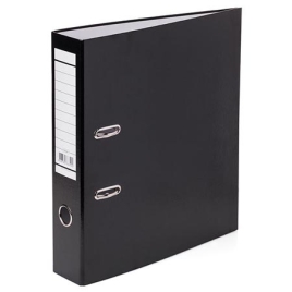 Папка-регистратор А4 " Hatber " Metallic 70мм черная, бумвинил, этикетка для маркировки, с арочным м