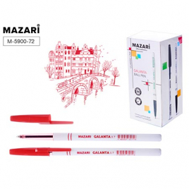 Ручка шариковая " Mazari " Galanta красная 0,7мм, пластиковый белый корпус, картонная упаковка