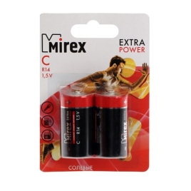 Батарейка солевая Mirex, C, R14-2BL, 1.5В, блистер, 2 шт. 9377649