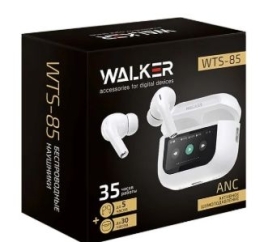 Наушники беспроводные WALKER WTS-85, шумопод. ANC, сенсорный дисплей, белые