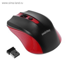 Мышь Smartbuy ONE 352, беспроводная, оптическая, 1600 dpi, 2xAAA (не в компл), красно-черная 4573294