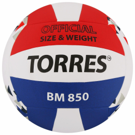 Мяч волейбольный "TORRES BM850" арт.V32025, р.5, синт. кожа бел-син-крас 6883869