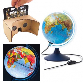 Глобус " Globen " Земли физико-политический, 210мм, интерактивный с подсветкой, от сети, на подставк